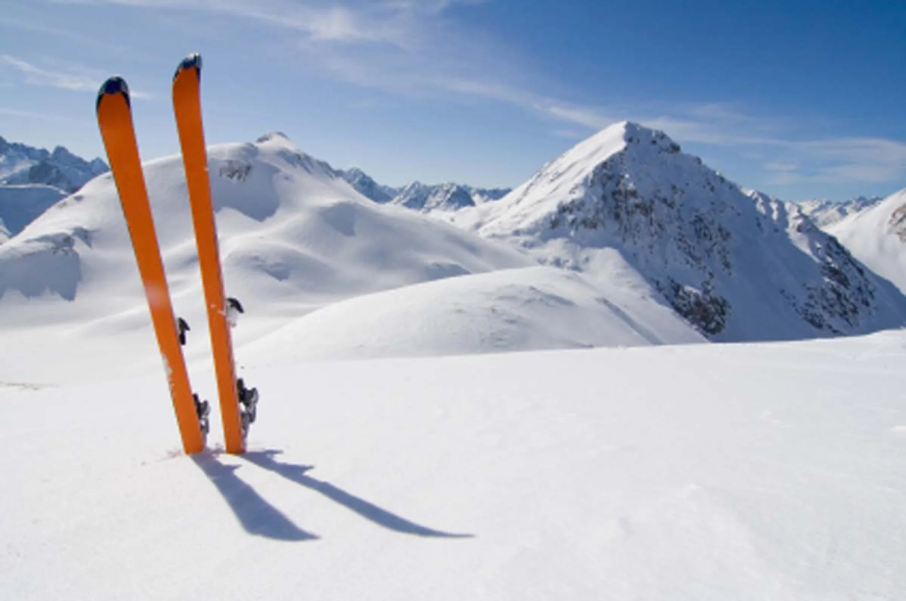 Skis planted artfully in snow