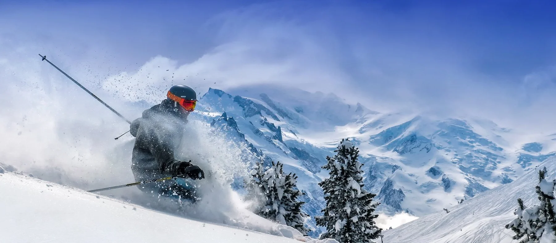 Chamonix Skier with Mont-Blanc views
